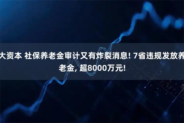 大资本 社保养老金审计又有炸裂消息! 7省违规发放养老金, 超8000万元!